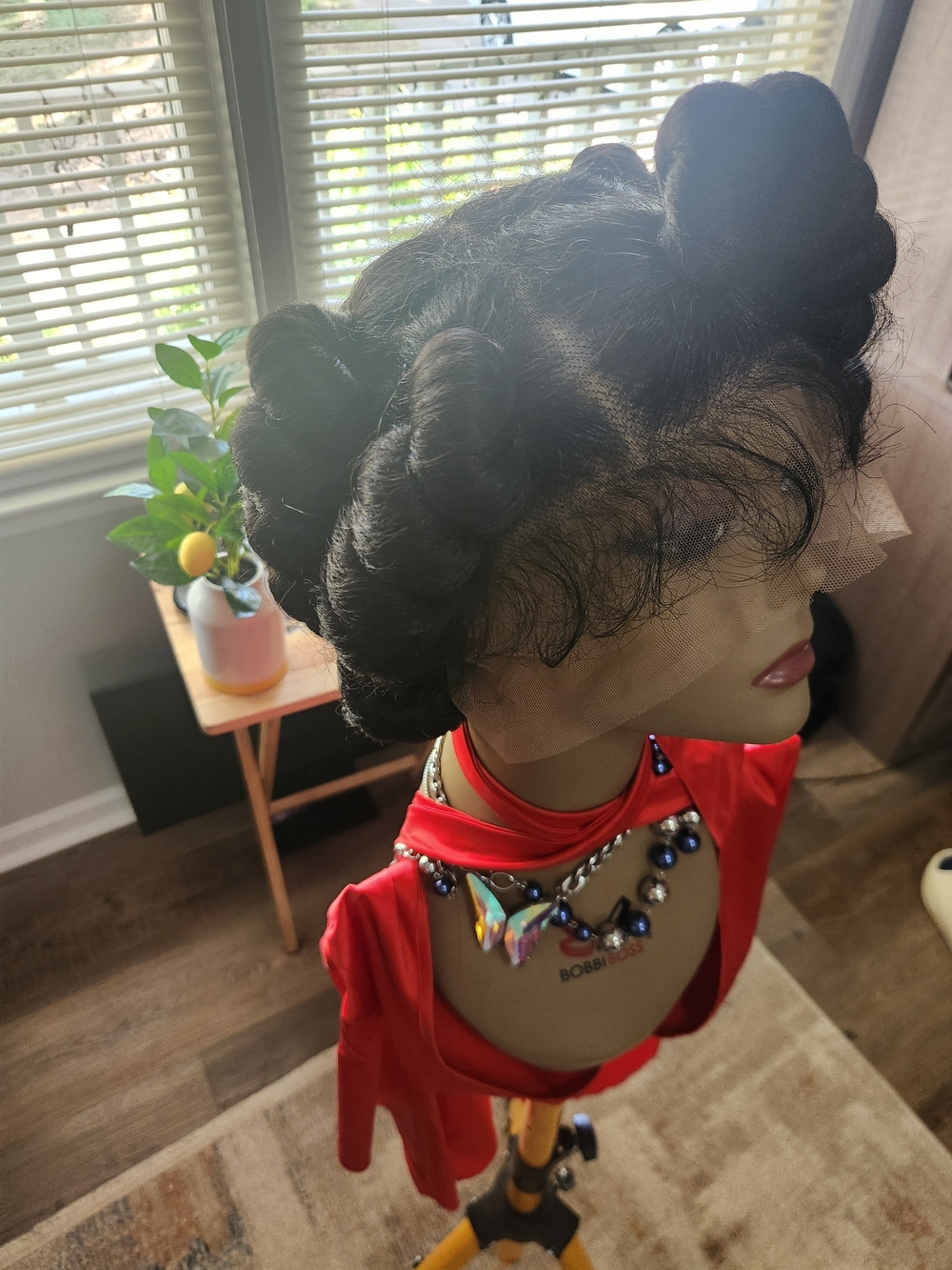 Black Lace Front Wig with Jumbo Bantu Knots- Women Hair - Picture 5 of 8